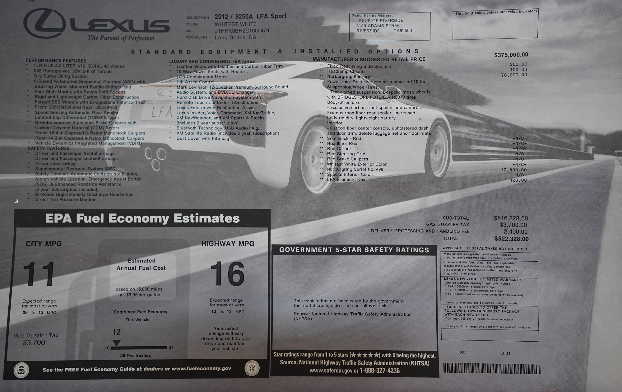 2012 Lexus LFA Nürburgring Package